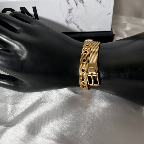 Stainless Steel Adjustable Fashion Belt Gold Bracelet - Picture 1 of 3